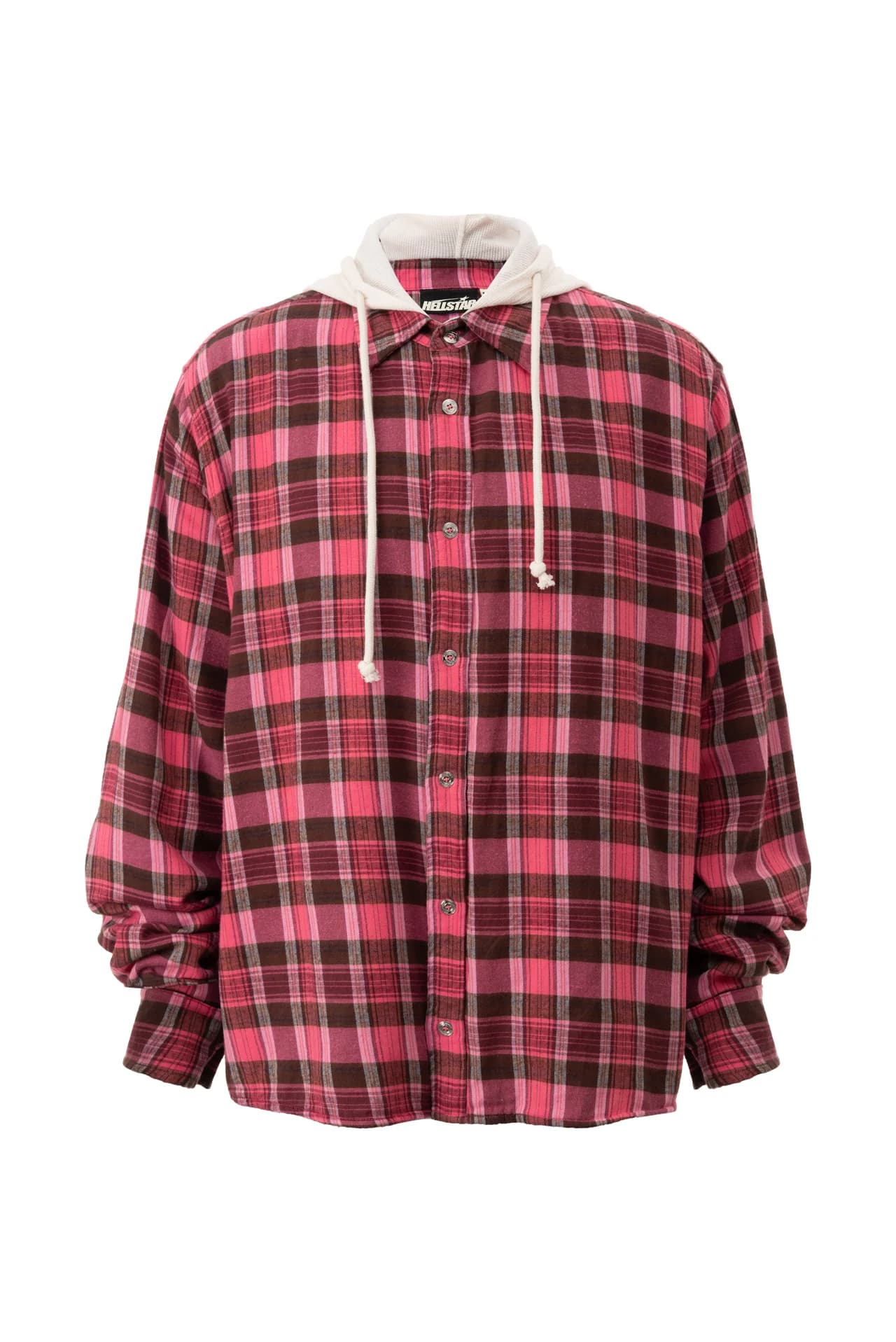 Pink Plaid Hooded Shirt